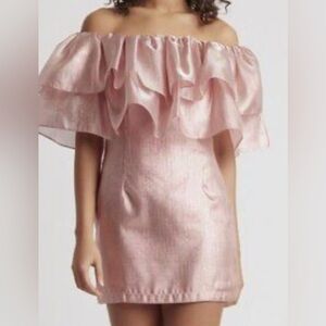 NWT Choosy Copper Rose Organza Dress - Pink Shimmer - SZ S